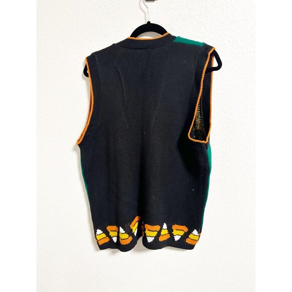 J.J. Poole Sweater Vest Teddy Jack O Lantern Vintage USA Made Halloween Medium - Picture 3 of 5